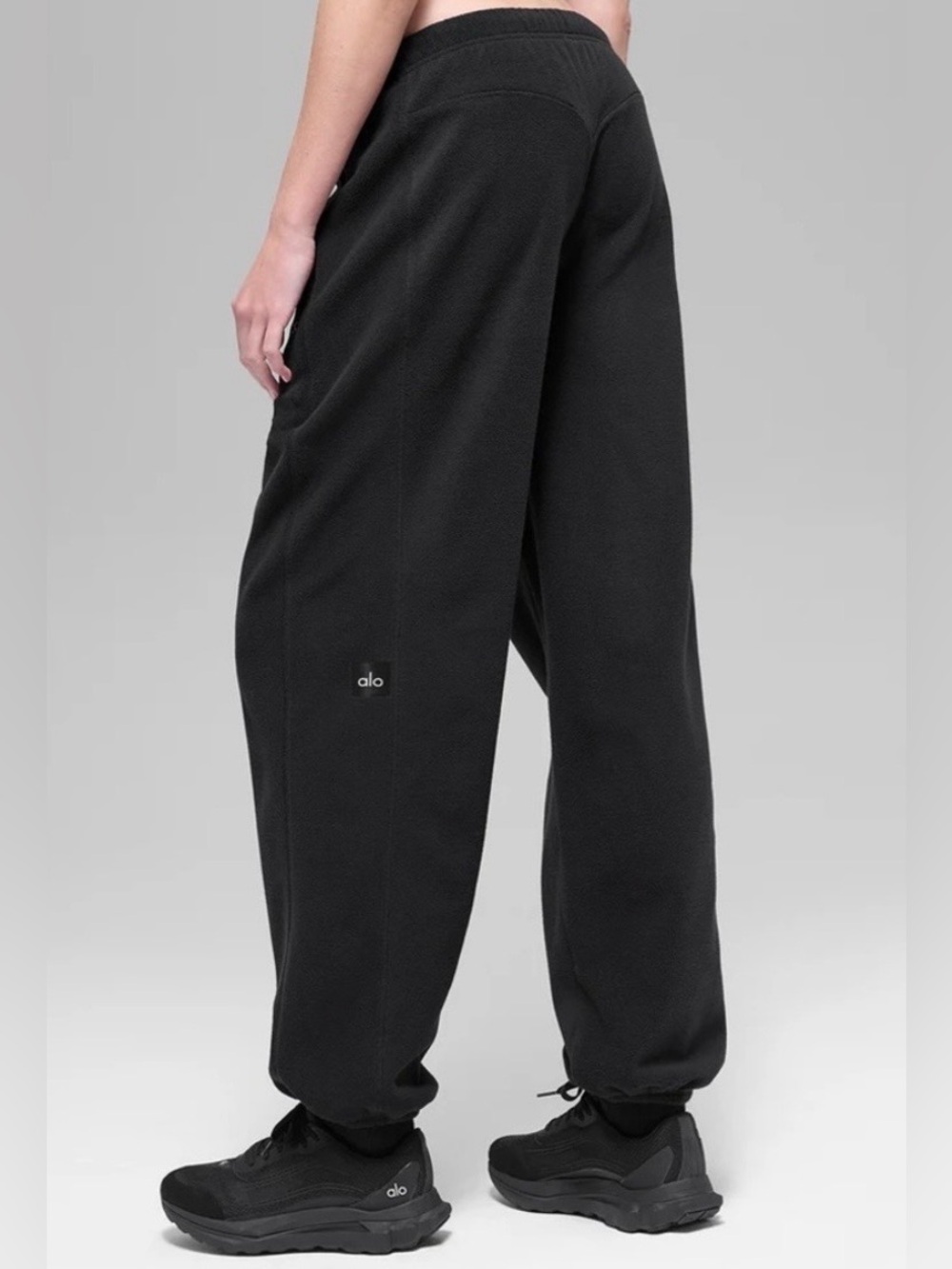 New ALO Yoga Black Relaxed Wide-Leg Thick Fleece Sweatpants